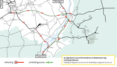 Omleidingskaart A2 Het Vonderen   Nederweert