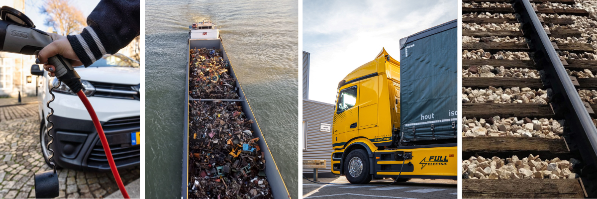 Vrachtwagen, bestelwagen, schip, trein headerbeeld